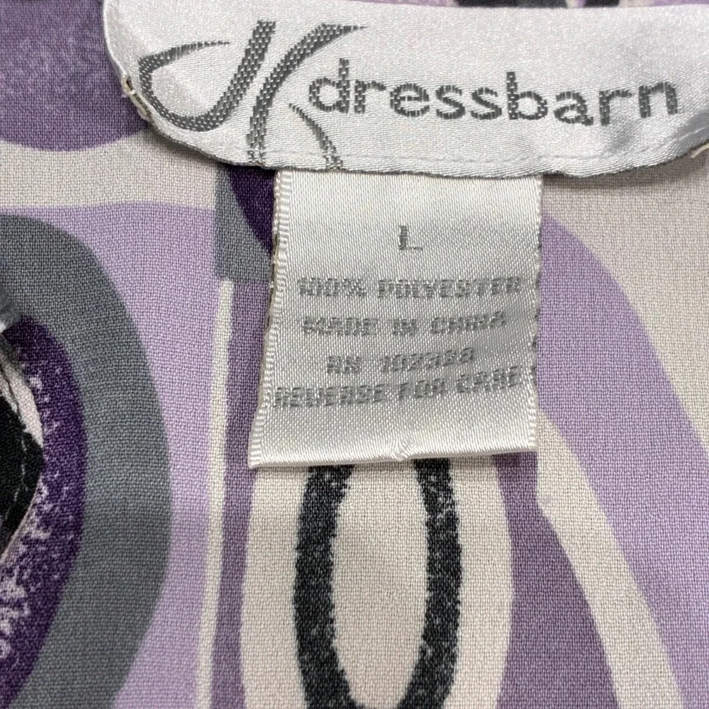 Dressbarn Blouse Women's‎ Large Purple Geometric Retro Mod Abstract Button Down